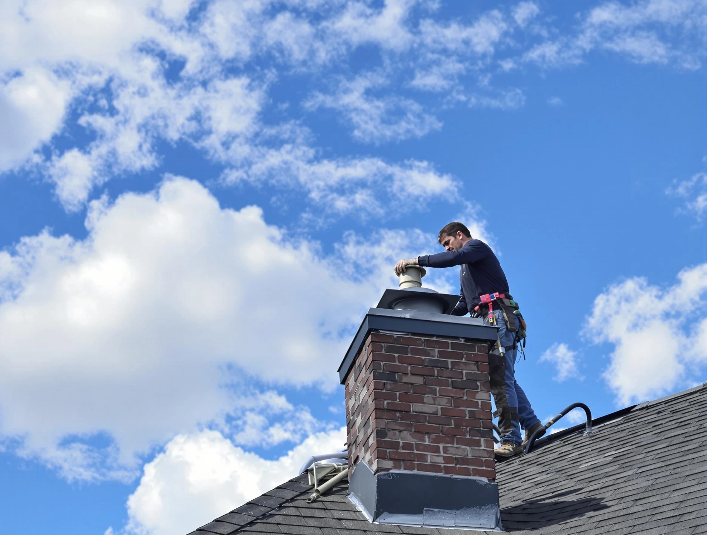 Lacey Chimney Sweep installing a sturdy chimney cap in Lacey, NJ