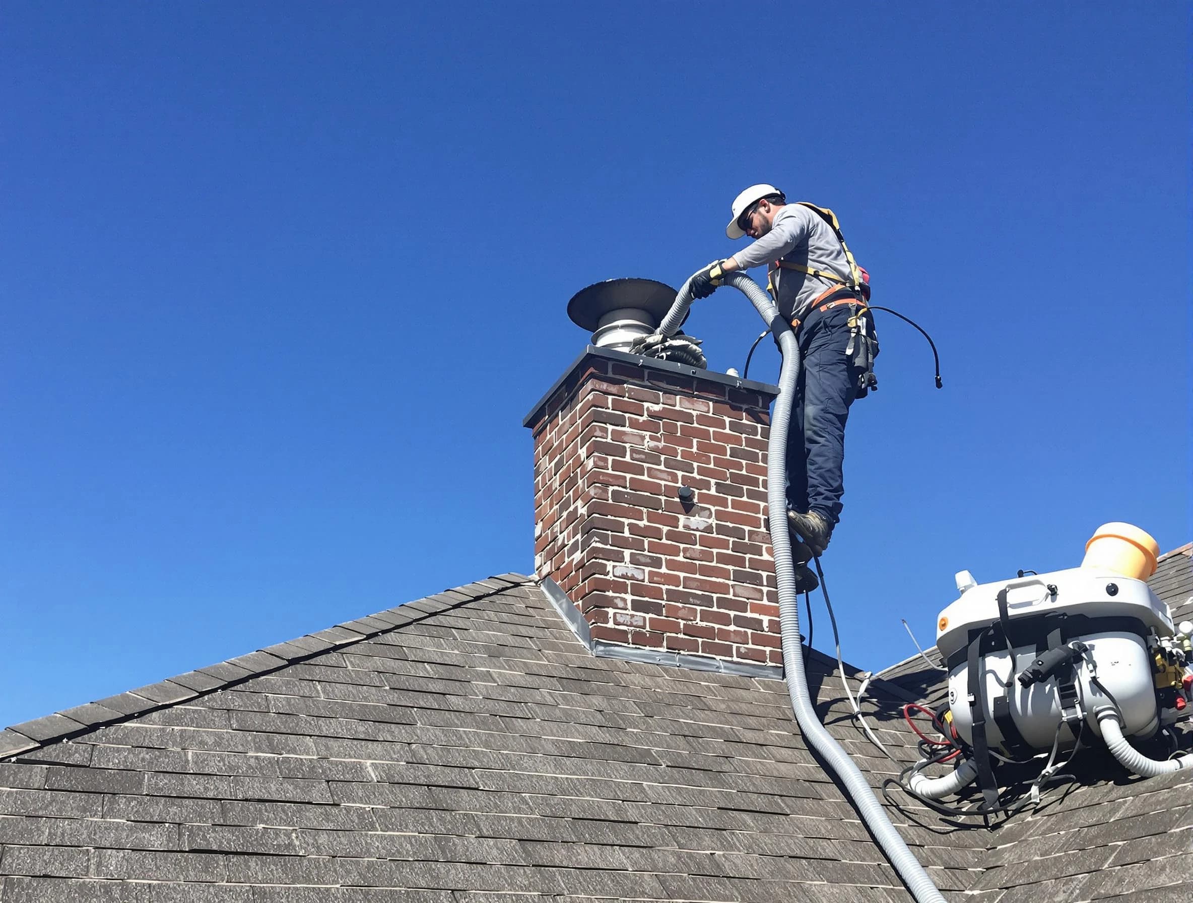 Dedicated Lacey Chimney Sweep team member cleaning a chimney in Lacey, NJ