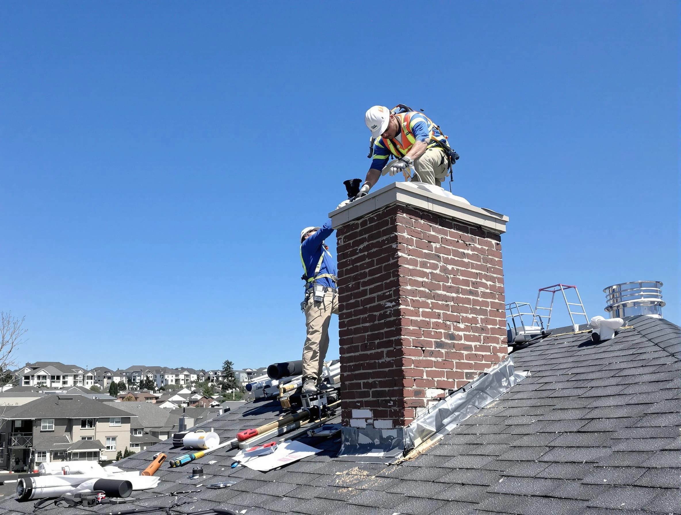 Lacey Chimney Sweep repairing a chimney crown in Lacey, NJ