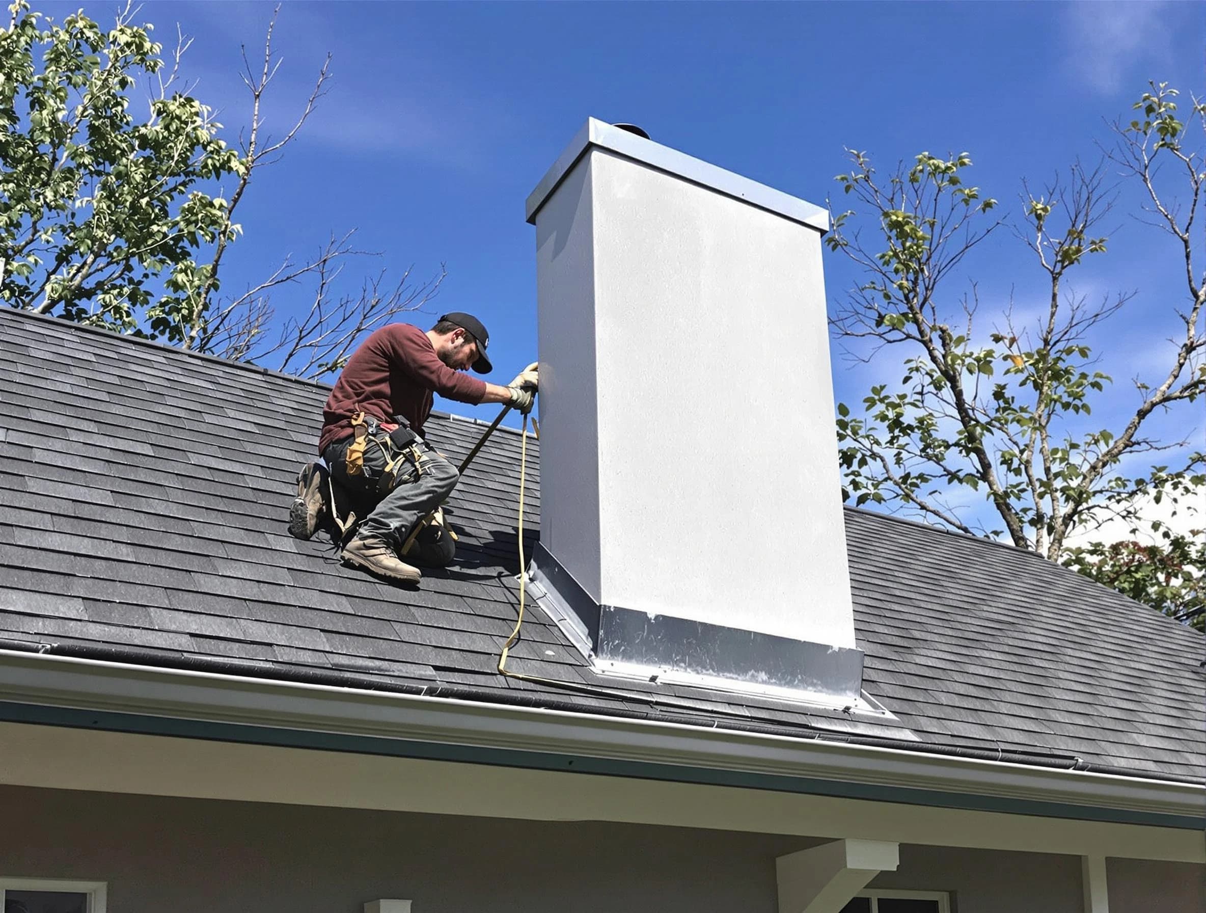 Lacey Chimney Sweep team member finishing chimney construction in Lacey, NJ