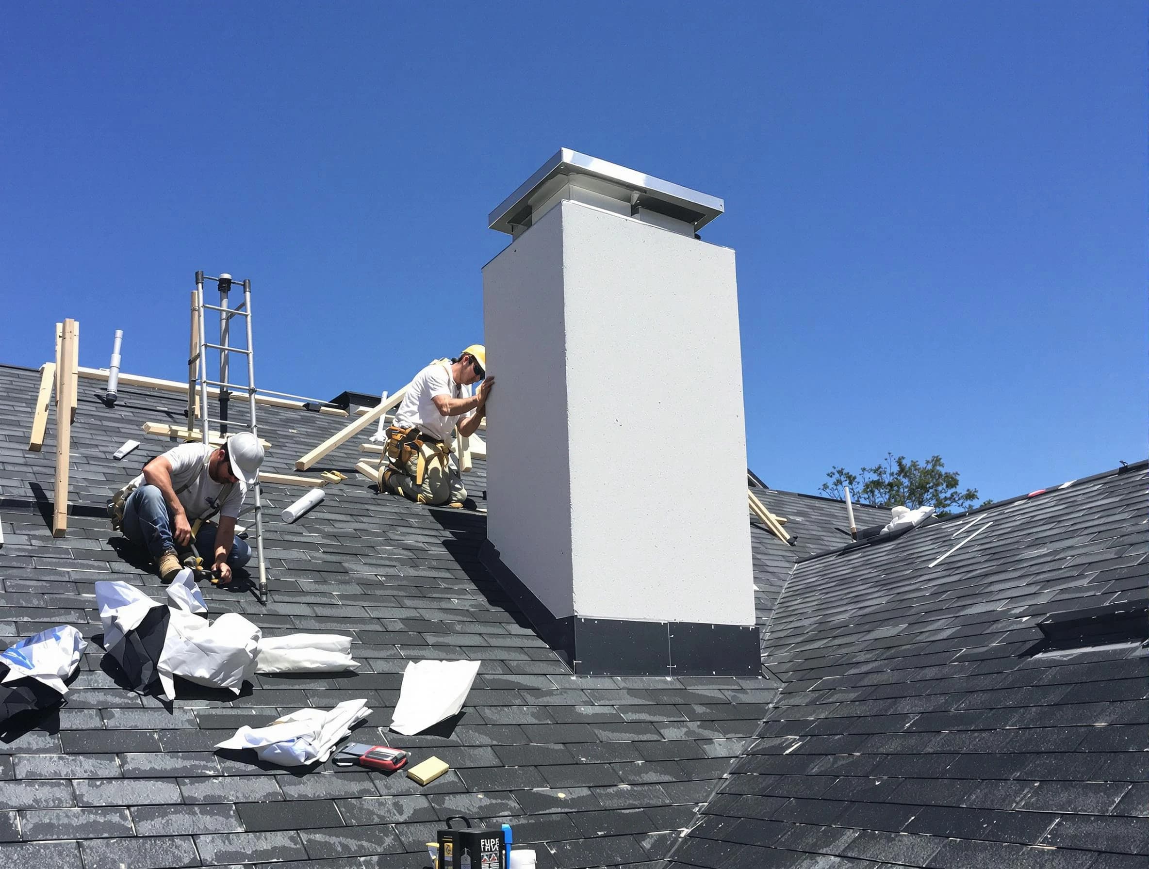 Lacey Chimney Sweep crew installing a new chimney in Lacey, NJ