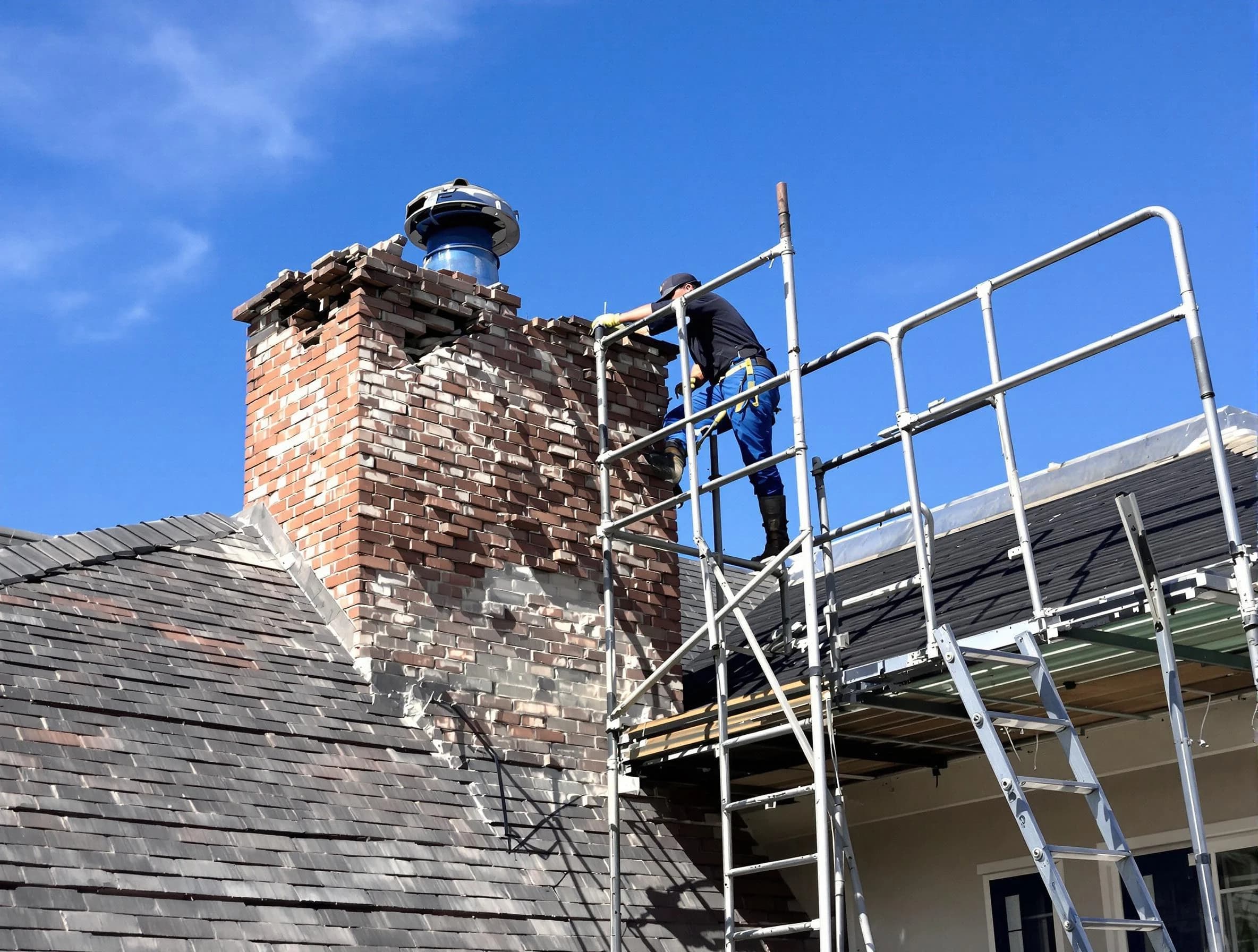 Rebuilding a chimney structure by Lacey Chimney Sweep in Lacey, NJ