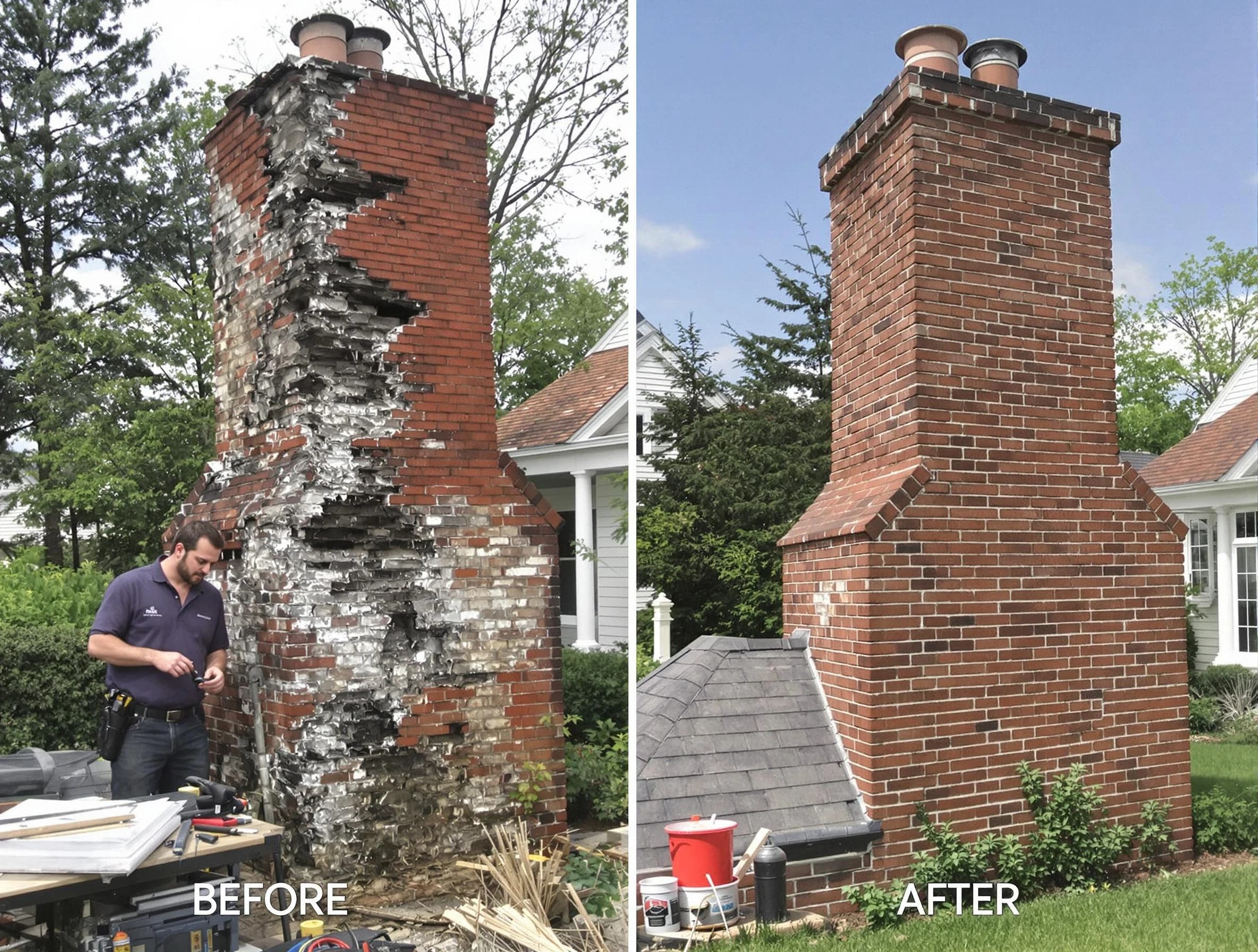 Lacey Chimney Sweep performing a full chimney restoration in Lacey, NJ