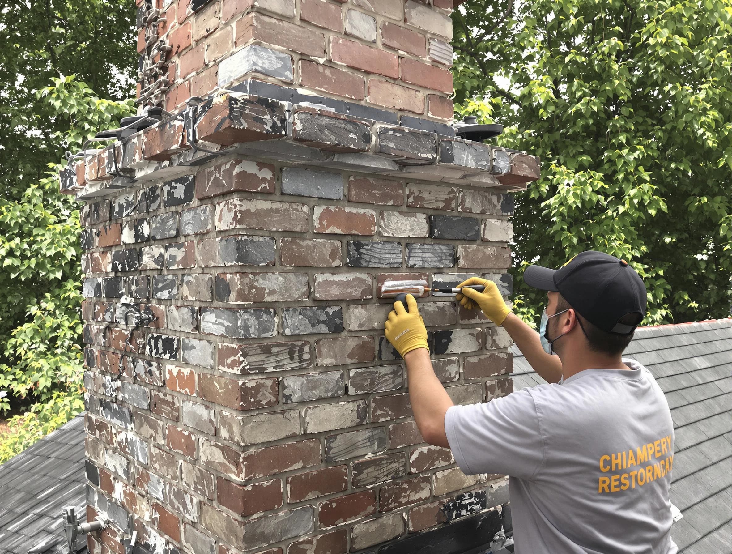 In-progress chimney restoration by Lacey Chimney Sweep in Lacey, NJ