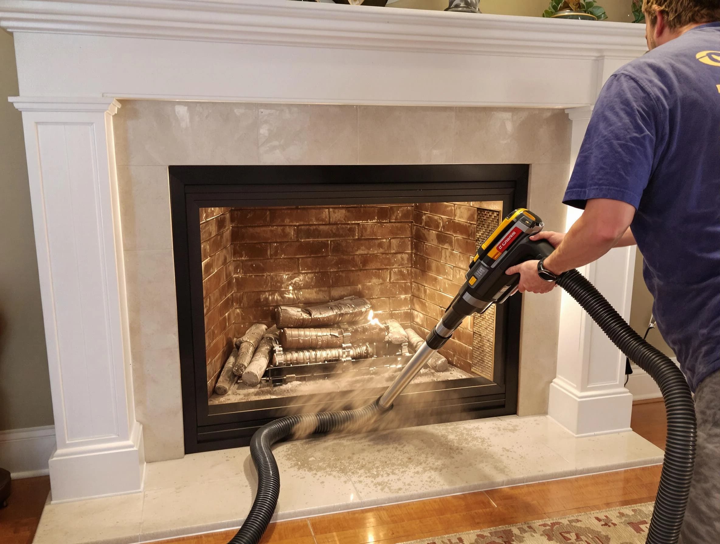 Fireplace cleaning performed by Lacey Chimney Sweep in Lacey, NJ