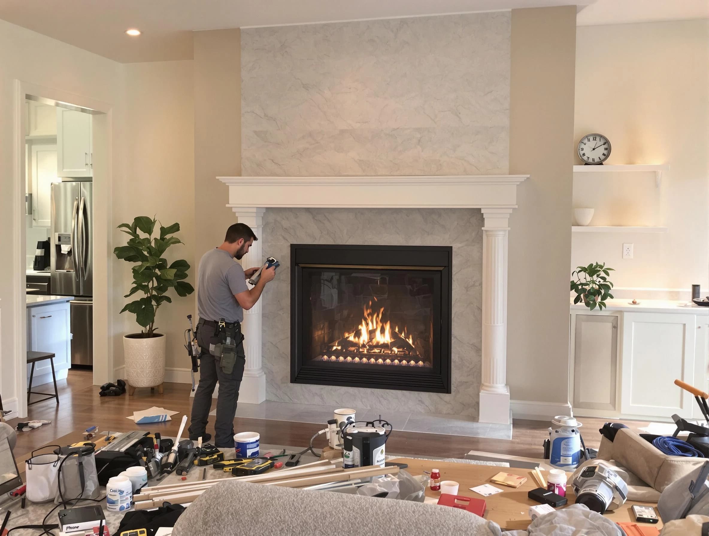 Newly installed fireplace by Lacey Chimney Sweep in Lacey, NJ