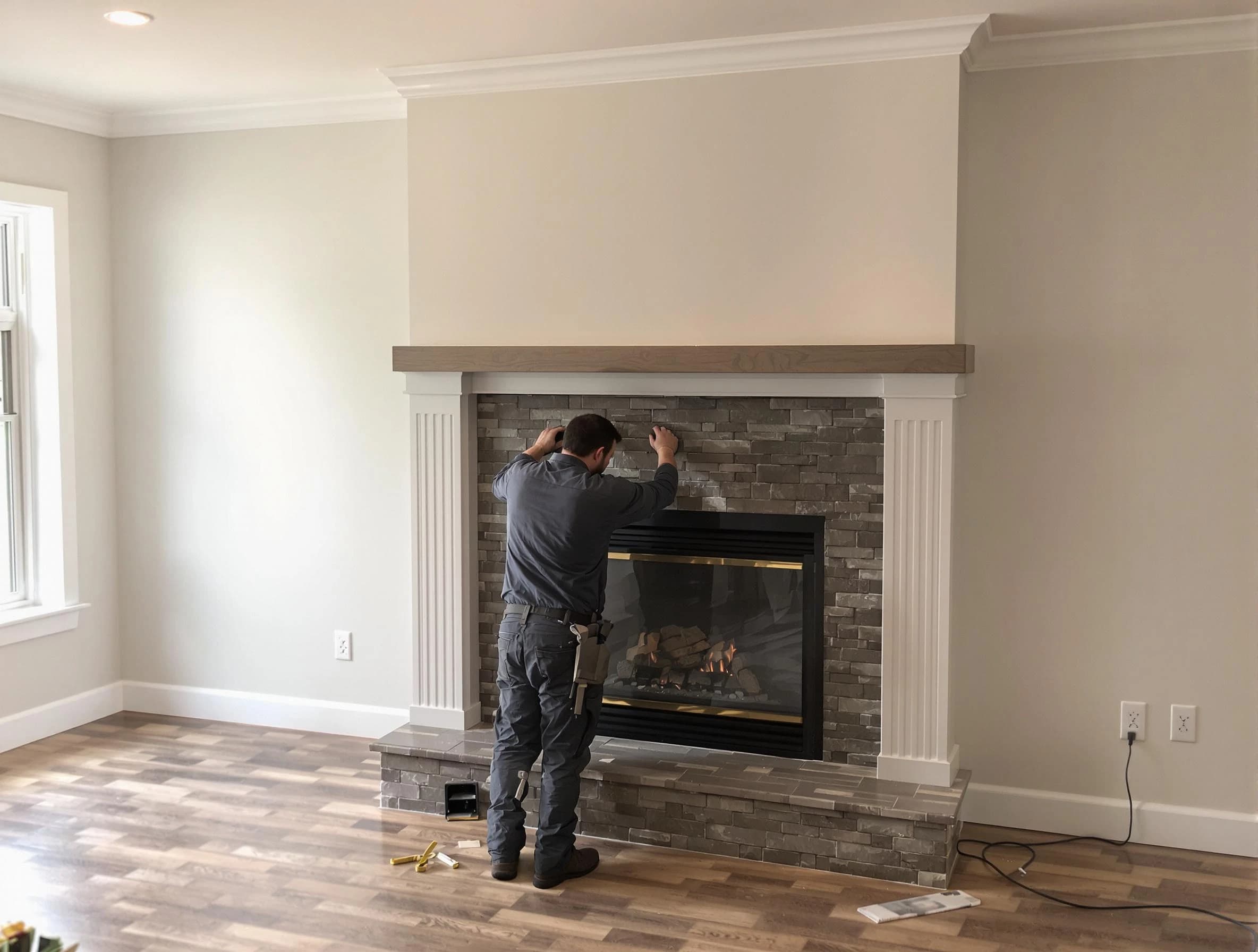 Lacey Chimney Sweep finishing a custom fireplace install in Lacey, NJ